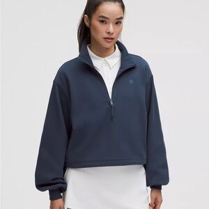 Lululemon. Women's cotton terry tennis half zip navy / club blue
